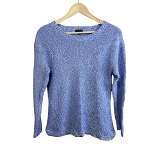 Talbots‎ Shaker Stitch Sweater Women's Medium Blue Marled Pima Cotton Classic